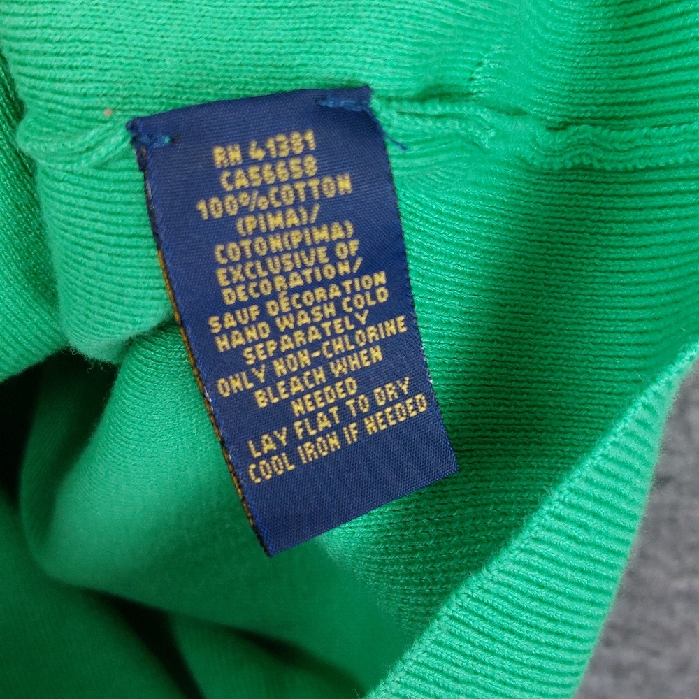 POLO RALPH LAUREN MEN GREEN 100% PIMA COTTON PREPPY VNECK SWEATER SIZE XLT - Picture 7 of 11